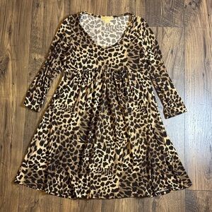 Michael Kors Women’s Leopard Print Dress 1/3 sleeve Size M